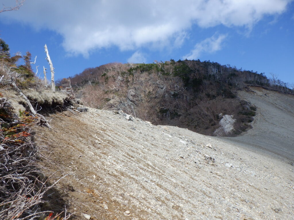 這松尾山手前のザレ場。